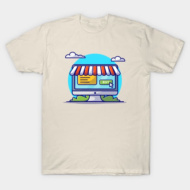 Online Shop Website Cartoon Vector Icon Illustration T-Shirt by Catalyst Labs